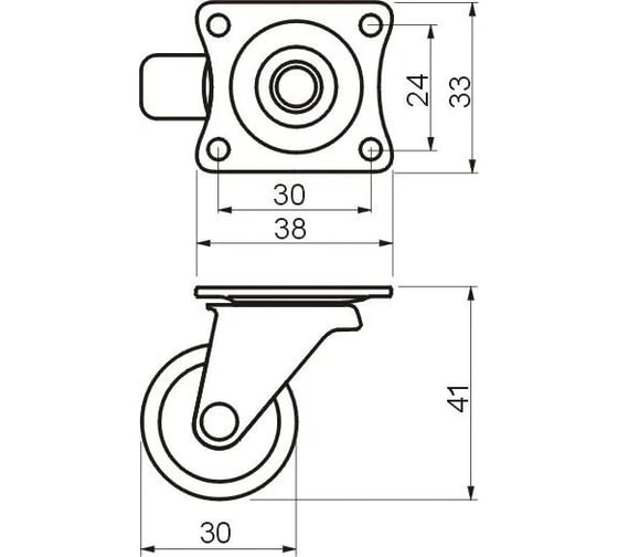 Поворотное колесо GTV D-30 мм, пластиковое, на площадке, белое KM-015030-10