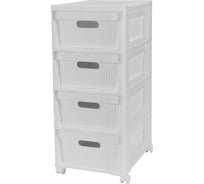 Комод на колесах Econova velvet, 4 ящика, 300x385x690 мм, светло-серый флэк 435218838