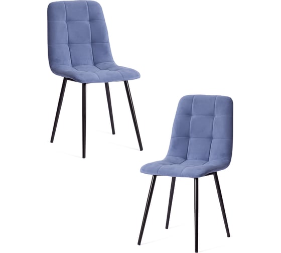 Стул Tetchair комплект 2 шт. Chilly max велюр/металл , 45x54x90 см , серо-голубой/черный 19945
