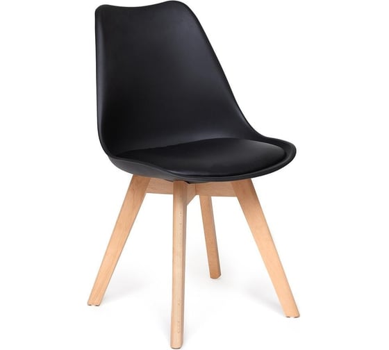 Стул Tetchair Tulip (mod. 73-1) / 1 шт. в упаковке дерево/пластик/экокожа, 47,5x55x80 см, черный 20222 1
