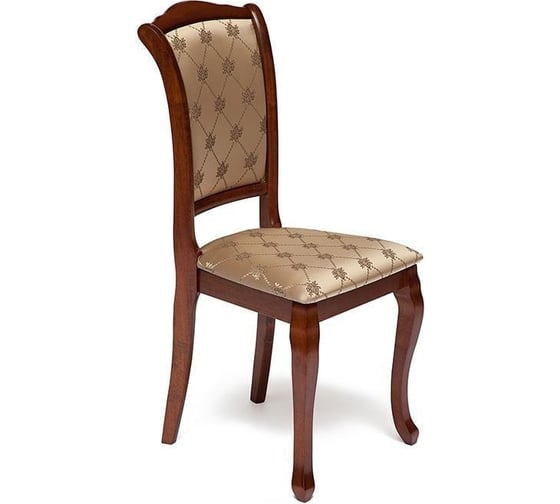 Стул Tetchair комплект 2 шт Geneva ( gn-sc ) дерево гевея, 46x52x96см, maf brown, ткань золотистые цветы (sk-gf) 10235