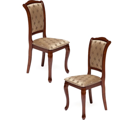Стул Tetchair комплект 2 шт Geneva ( gn-sc ) дерево гевея, 46x52x96см, maf brown, ткань золотистые цветы (sk-gf) 10235