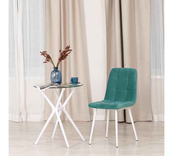 Стул Tetchair комплект 2 шт Chilly max велюр/металл , 45x54x90 см , бирюзово-зелёный/белый 19940