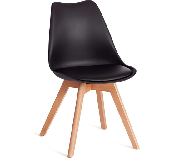 Стул Tetchair комплект 4 шт Tulip (mod. 73-1) дерево/пластик/экокожа, 47,5x55x80 см, черный 20187 1
