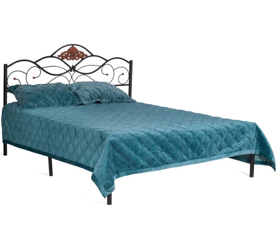 Кровать Tetchair Federica (mod. at-881) дерево гевея/металл, 160x200 см (queen bed), красный дуб/черный 20105