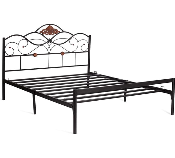 Кровать Tetchair Federica (mod. at-881) дерево гевея/металл, 160x200 см (queen bed), красный дуб/черный 20105
