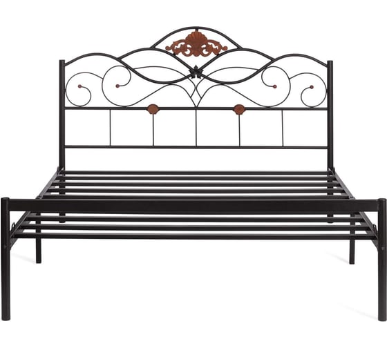 Кровать Tetchair Federica (mod. at-881) дерево гевея/металл, 160x200 см (queen bed), красный дуб/черный 20105