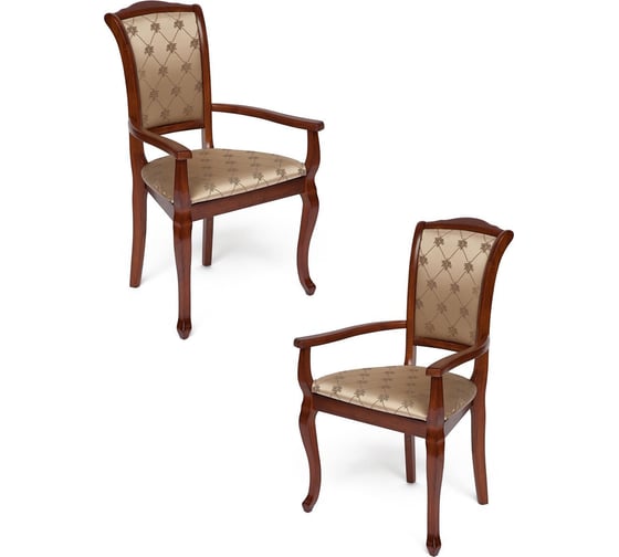Кресло Tetchair комплект 2 шт Geneva (gn-ac ) дерево гевея, 60x54x96см, maf brown, ткань золотистые цветы (sk-gf) 10407