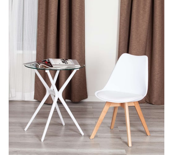 Стул Tetchair комплект 4 шт Tulip (mod. 73-1) дерево/пластик/экокожа, 47,5x55x80 см, белый 20185