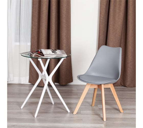 Стул Tetchair комплект 4 шт Tulip (mod. 73-1) дерево/пластик/экокожа, 47,5x55x80 см, серый 20186