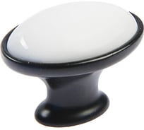 Ручка кнопка ТУНДРА РК023BL LIGHT, чёрная с белой вставкой 4676291