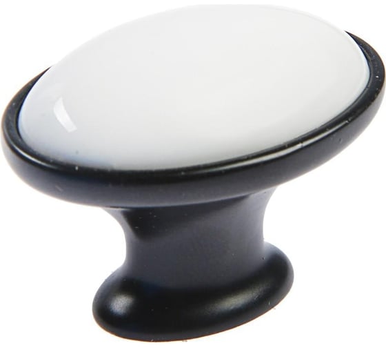 Ручка кнопка ТУНДРА РК023BL LIGHT, чёрная с белой вставкой 4676291