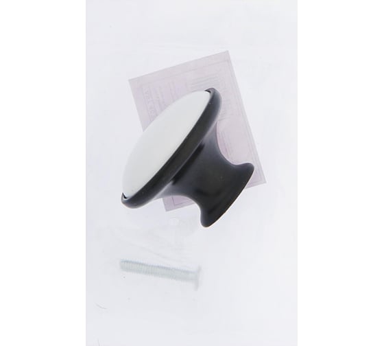 Ручка кнопка ТУНДРА РК023BL LIGHT, чёрная с белой вставкой 4676291