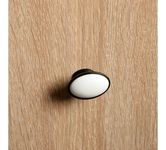 Ручка кнопка ТУНДРА РК023BL LIGHT, чёрная с белой вставкой 4676291