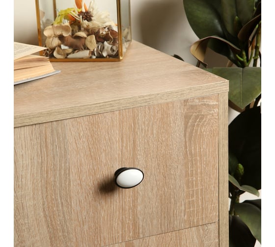 Ручка кнопка ТУНДРА РК023BL LIGHT, чёрная с белой вставкой 4676291