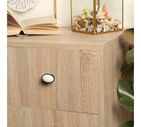 Ручка кнопка ТУНДРА РК023BL LIGHT, чёрная с белой вставкой 4676291