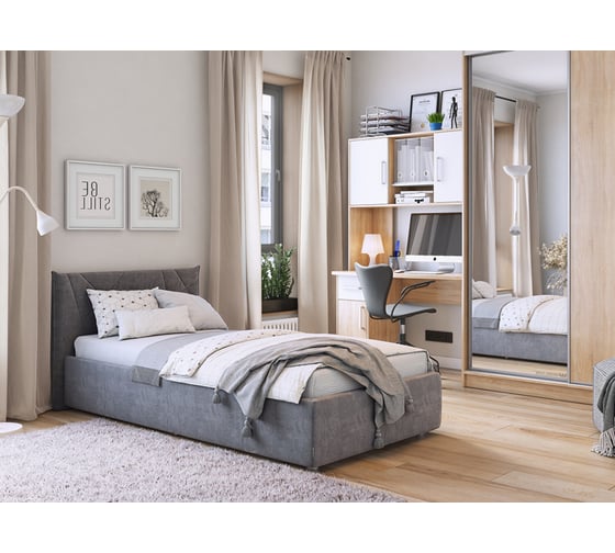 Кровать Woodville бест 90x200 велюр графит с основанием 524088
