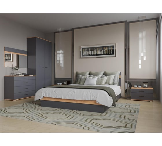 Кровать Woodville кассандра 140x200 дуб крафт золотой / антрацит 559214