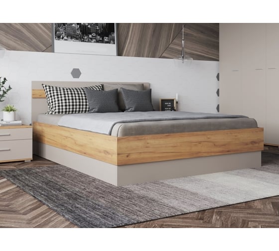 Кровать Woodville кассандра 140x200 дуб крафт золотой / кашемир 559215