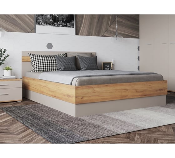 Кровать Woodville кассандра 160x200 дуб крафт золотой / кашемир 559201