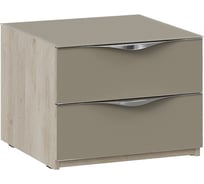 Прикроватная тумба с 2 ящиками ТриЯ Глосс ТД 319.03.01 Баттл Рок/Cтекло Мокко матовый (М) 243825