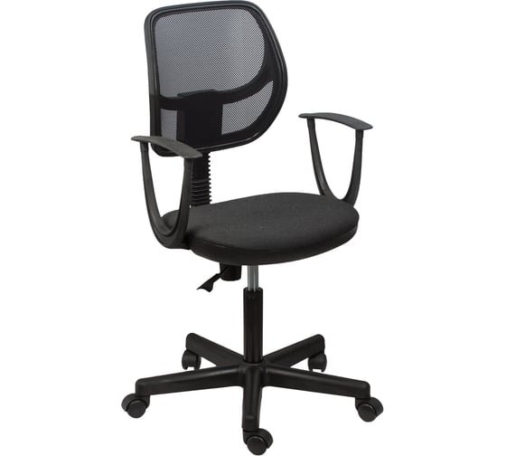 Кресло оператора до 80 кг, с подлокотниками, черно-серое B-19, BRABIX Flip MG-305 531418