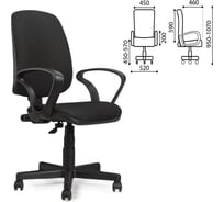Кресло оператора, с подлокотниками, черное JP-15-2, BRABIX Basic MG-310 531409
