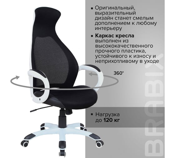 Компьютерное офисное кресло руководителя BRABIX PREMIUM Genesis EX-517, с подлокотниками, экокожа / сетка 531573