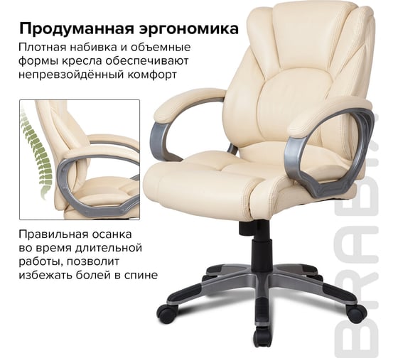 Компьютерное офисное кресло руководителя BRABIX Eldorado EX-504, с подлокотниками, эко кожа 531167