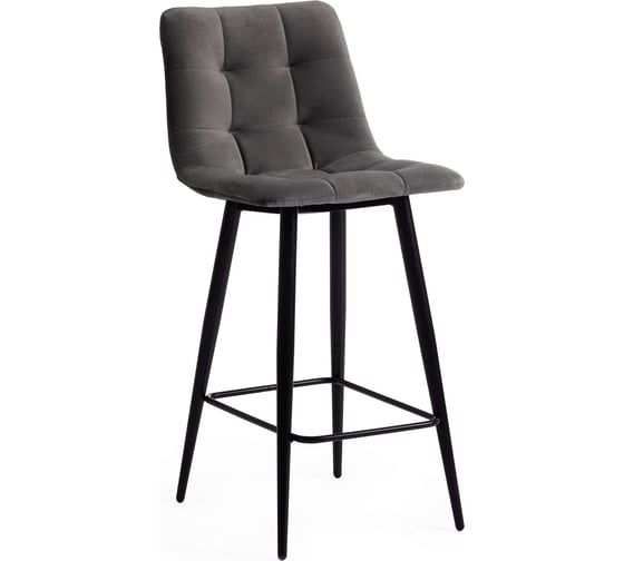 Полубарный стул Tetchair chilly (mod. 7095пб ) / 1 шт. в упаковке ткань/металл, 55x44x94 см, высота до сиденья 66 см, серый barkhat 26/черный 19655