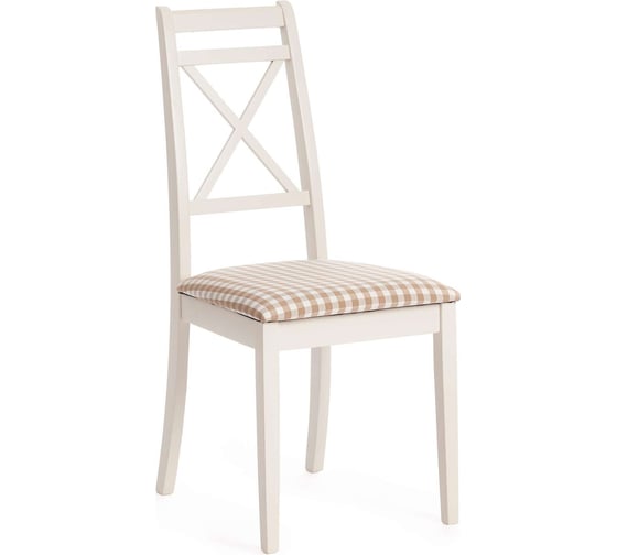 Стул Tetchair picasso ( pc-sc ) / 1 шт. в упаковке дерево гевея, 45x53x97 см, ivory white (слоновая кость 2-5), ткань: клетка мелкая (s505-18) 19451