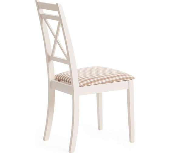 Стул Tetchair picasso ( pc-sc ) / 1 шт. в упаковке дерево гевея, 45x53x97 см, ivory white (слоновая кость 2-5), ткань: клетка мелкая (s505-18) 19451