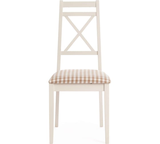 Стул Tetchair picasso ( pc-sc ) / 1 шт. в упаковке дерево гевея, 45x53x97 см, ivory white (слоновая кость 2-5), ткань: клетка мелкая (s505-18) 19451
