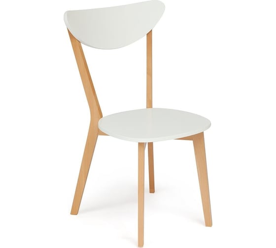 Стул Tetchair жесткое сиденье maxi (макси) / 1 шт. в упаковке каркас бук, сиденье, спинка - мдф, 86x48.5x54.5 см, белый + натуральный ( бук) 19584 1