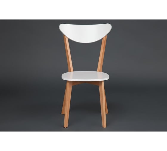 Стул Tetchair 2 шт., жесткое сиденье maxi (макси) каркас бук, сиденье, спинка - мдф, 86x48.5x54.5 см, белый + натуральный (бук) 10463