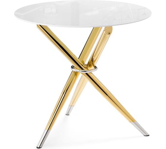 Стеклянный стол Woodville rock 80x75 white / gold 15550