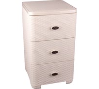 Комод ЗПИ Альтернатива Плетенка 3-х секционный, слоновая кость М2429