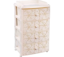 Комод ЗПИ Альтернатива Лаура 4-х секционный, широкий, слоновая кость М6839