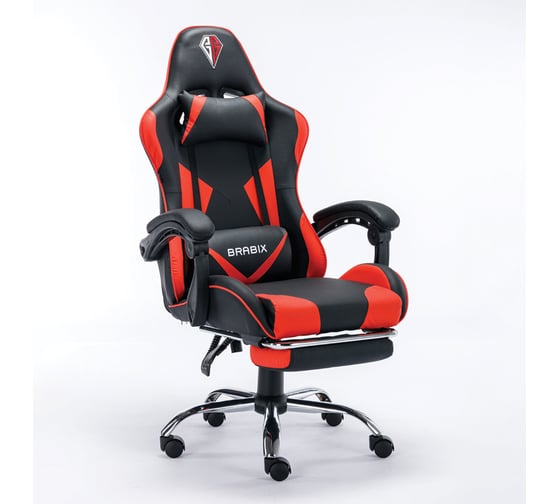 Компьютерное кресло BRABIX dexter gm-135, подножка, две подушки, экокожа, черное/красное 532799 1