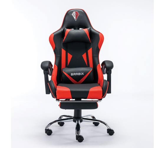 Компьютерное кресло BRABIX dexter gm-135, подножка, две подушки, экокожа, черное/красное 532799