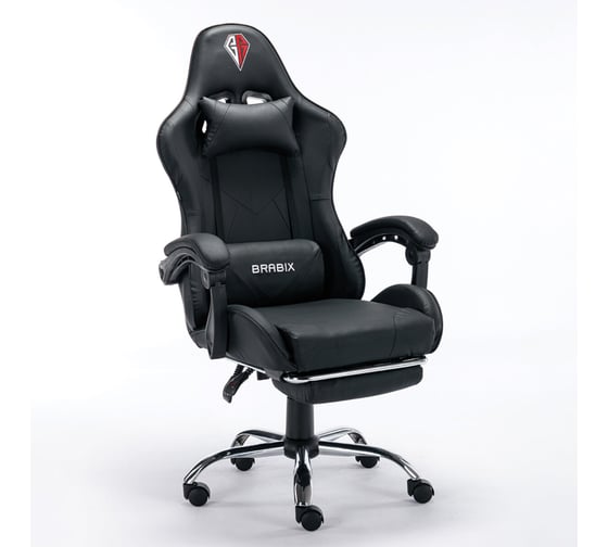 Компьютерное кресло BRABIX dexter gm-135, подножка, две подушки, экокожа, черное 532800
