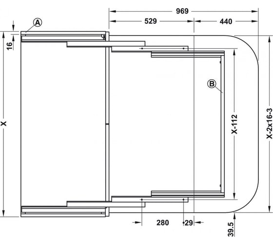 Механизм трансформации стола Hafele LUNCH-Revers 550/900 мм 505.73.954