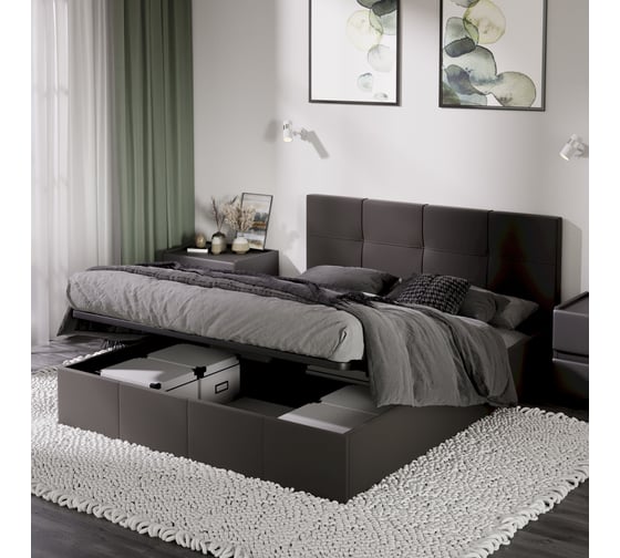 Кровать с мягкой обивкой и заглушиной ТриЯ Лора (1600) с ПМ, велюр Confetti Stone 244091