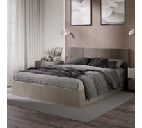 Кровать с мягкой обивкой и заглушиной ТриЯ Лора (1600) с ПМ, велюр Confetti Smoke 244090