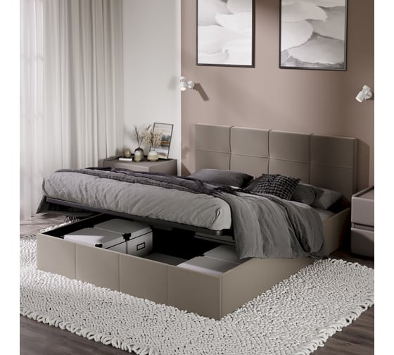 Кровать с мягкой обивкой и заглушиной ТриЯ Лора (1600) с ПМ, велюр Confetti Smoke 244090
