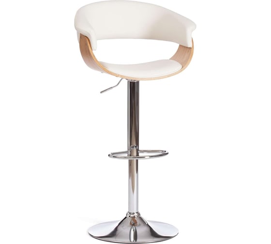 Барный стул Tetchair Vimta (mod.4021s) металл/дерево/экокожа, 60x51x91,5-112,5 см, высота сиденья 61,5-82,5 см, белый/натуральный/хром 13660