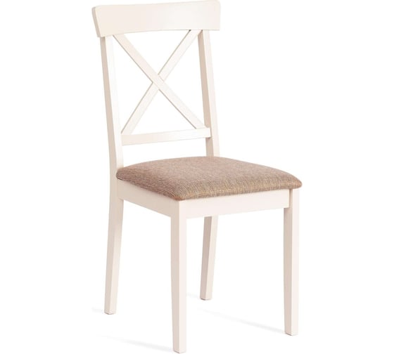 Стул Tetchair Гольфи 2/ Golfi 2, 1 шт. в упаковке, дерево гевея, 45x51x94, ivory white, ткань коричнево-золотистая (1505-9) 19557