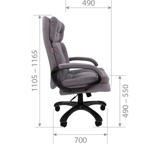 Офисное кресло CHAIRMAN 442 ткань T-53 серый (черный пластик) 00-07127980
