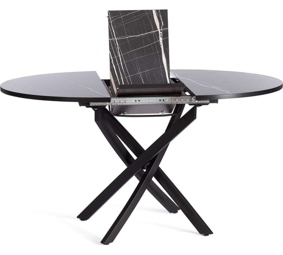 Стол Tetchair Manzana лдсп/hpl/металл, 100x100+30x75 см, мрамор черный/черный 20618