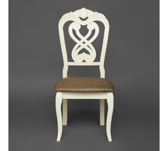 Стул Tetchair Андромеда/ Andromeda дерево гевея, 47x55,5x107 см, ivory white, ткань коричневая s168-7, комплект 2 шт. 12896